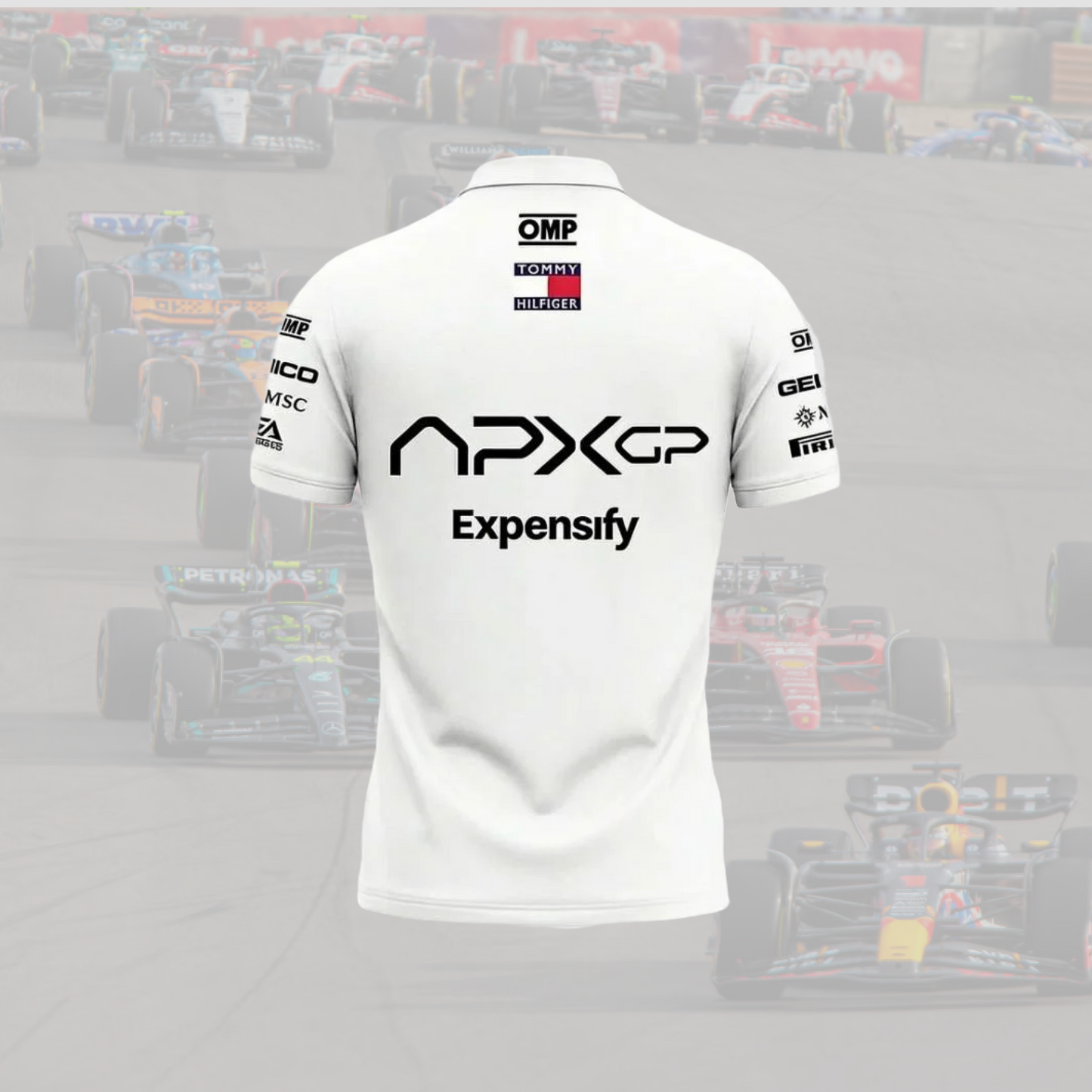 2025 Brad Pitt F1 Movie – APXGP Black White Polo