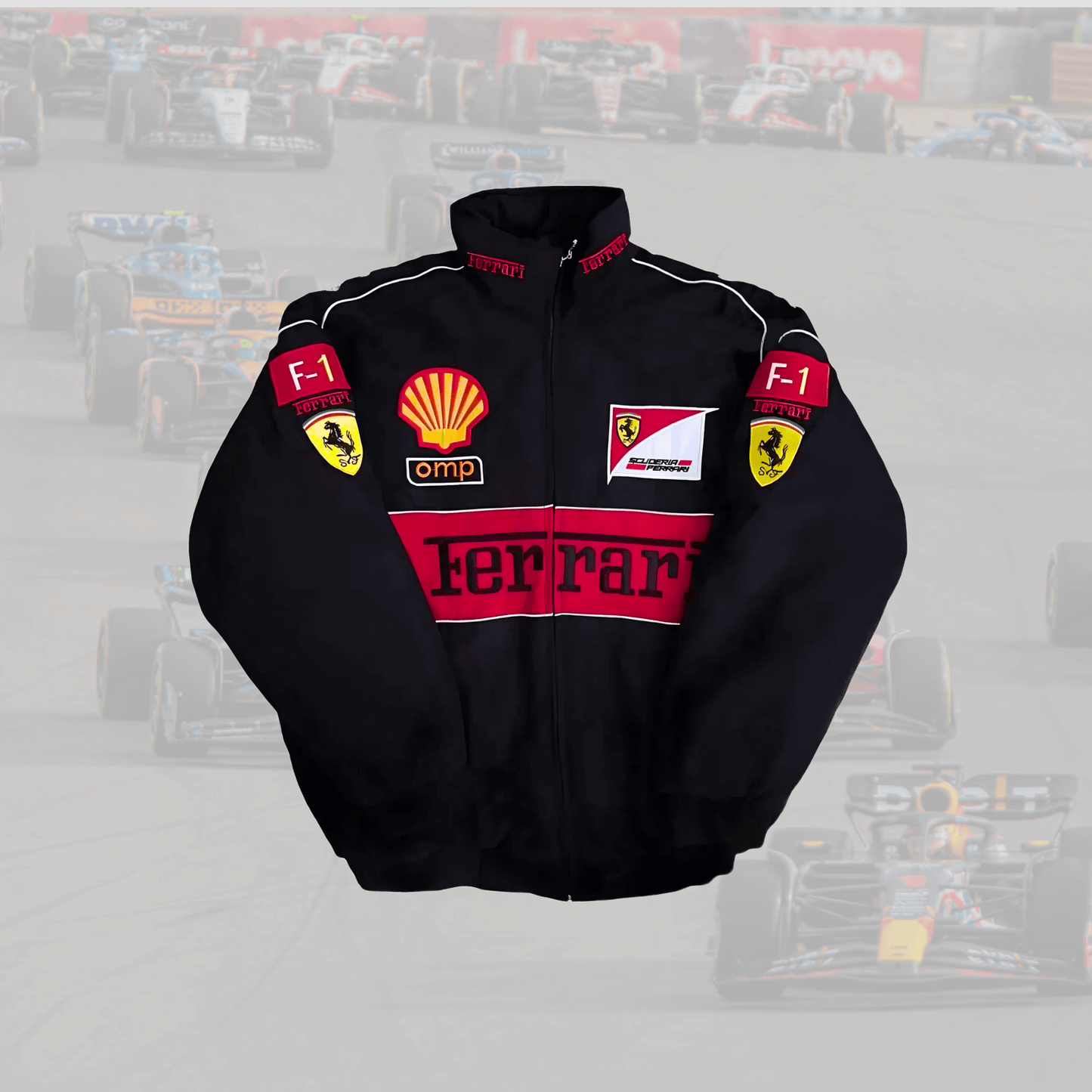 Ferrari F1 Shell Black Racing Jacket