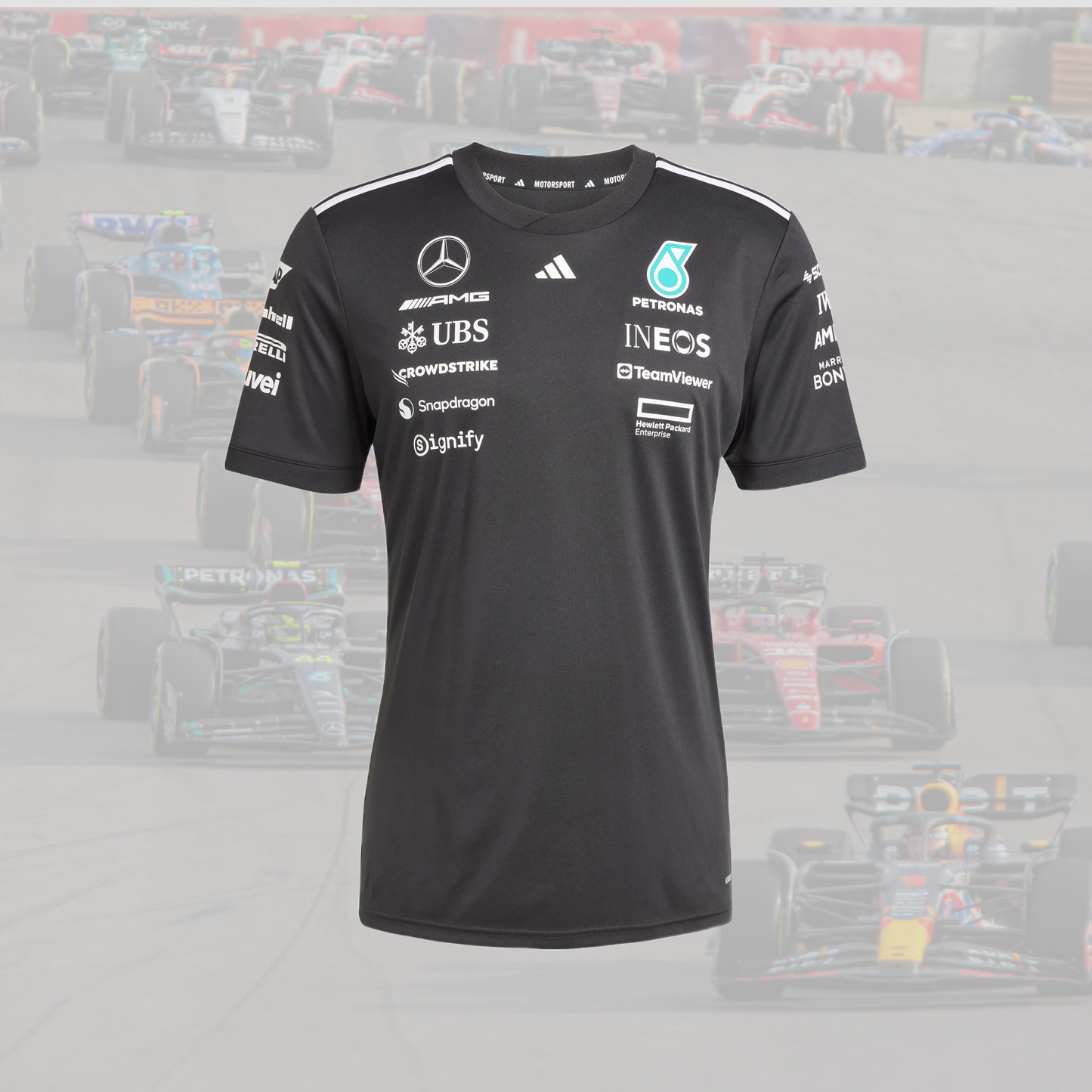 2025 Mercedes AMG Petronas adidas F1 Team Driver T-Shirt - Black