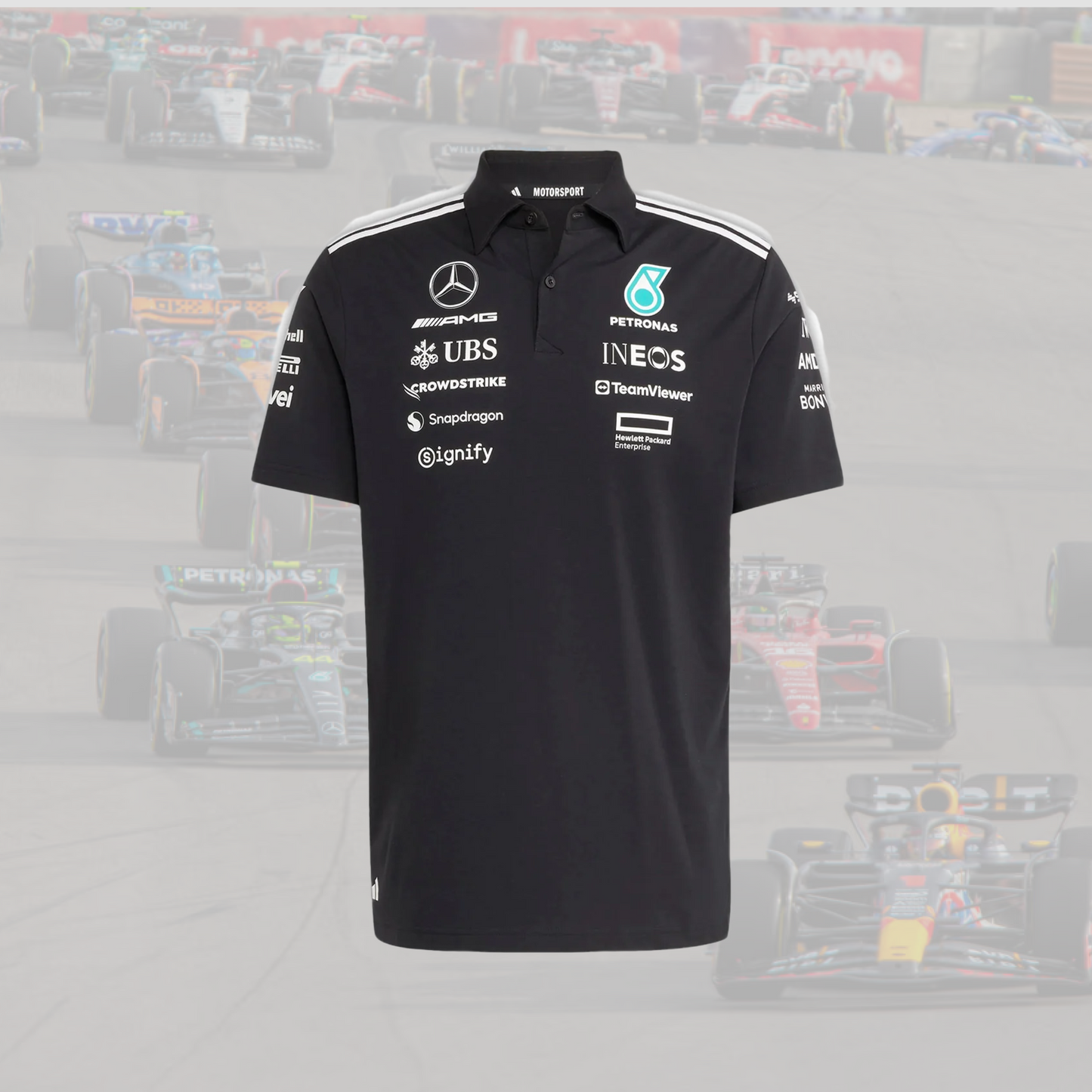 2025 Mercedes AMG Petronas adidas F1 Team Driver Polo - Black
