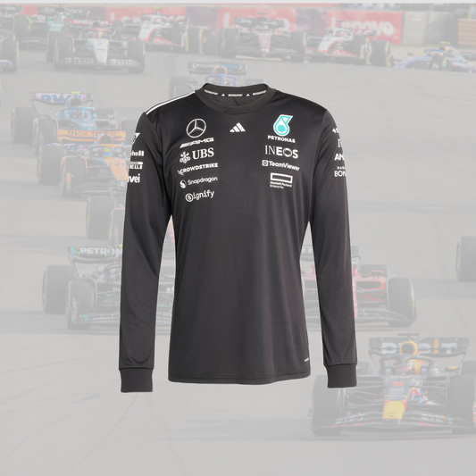 2025 Mercedes AMG Petronas Mens Authentic Long Sleeve Driver Tee Black