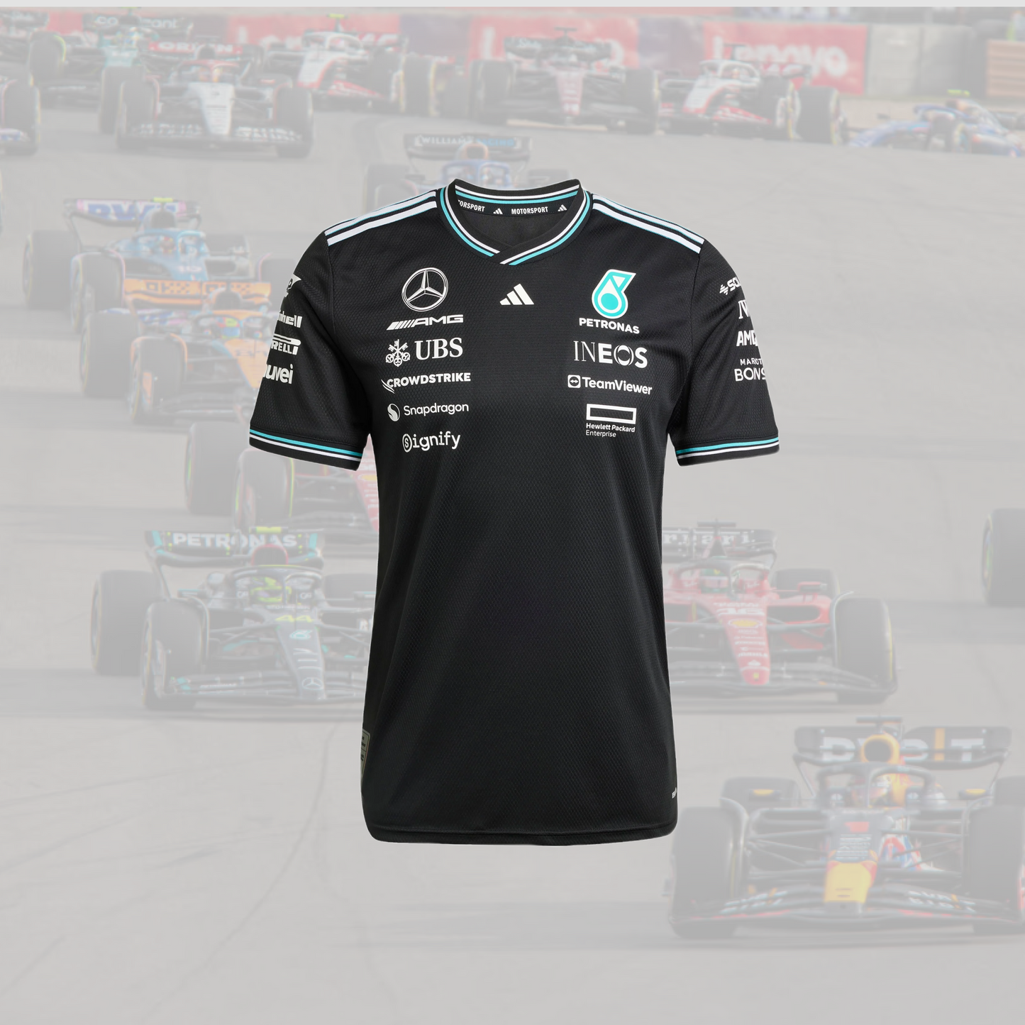 2025 Mercedes AMG Petronas Mens Authentic Driver Tee Black