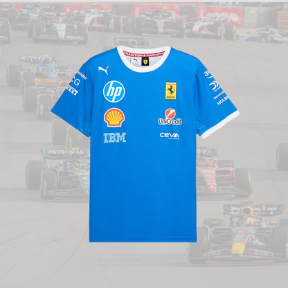 2025 Scuderia Ferrari F1 Special Edition Monza GP Team T-Shirt - Blue