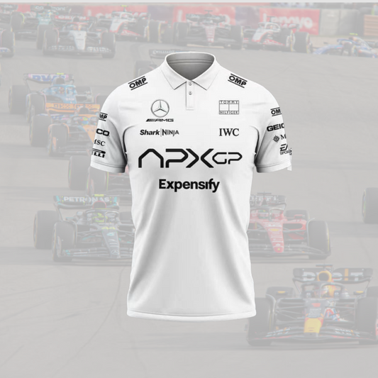 2025 Brad Pitt F1 Movie – APXGP Black White Polo