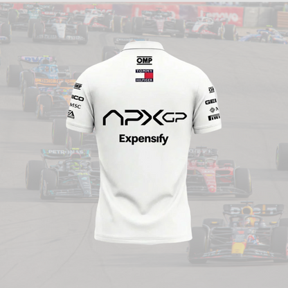 2025 Brad Pitt F1 Movie – APXGP Black White Polo